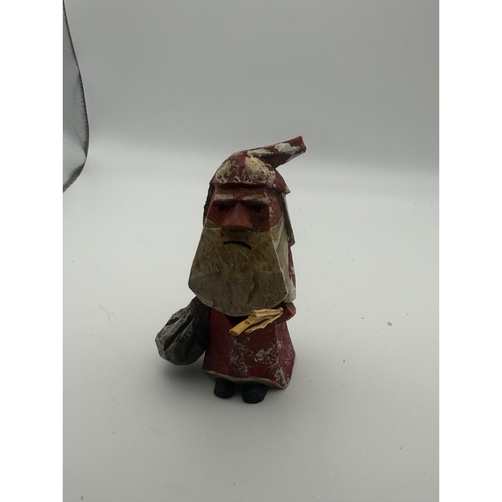 Vintage 1988 Mary & Frank Balus Hand Carved Wood Santa Claus Folk Art Figurine
